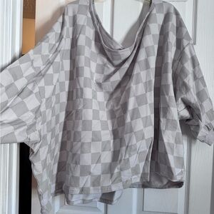 Torrid Gray Checkered Blouse